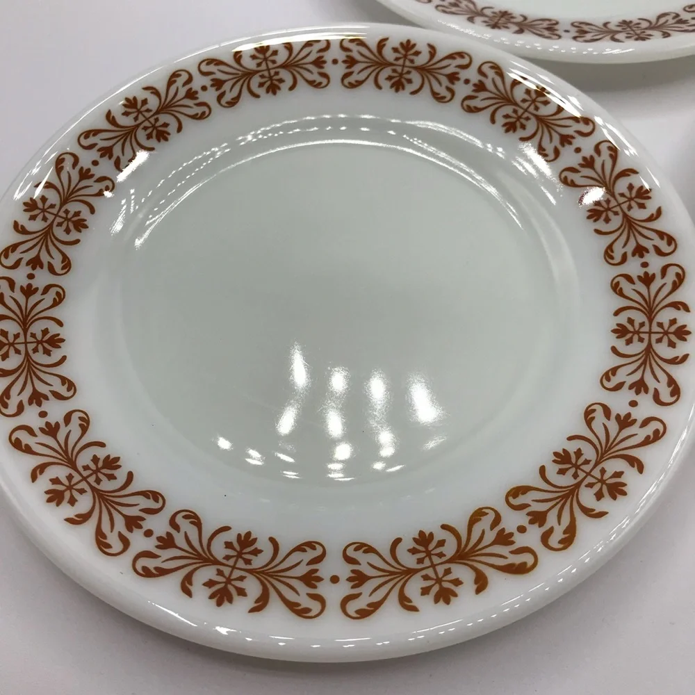 Pyrex copper filigree bread and butter plate x 3